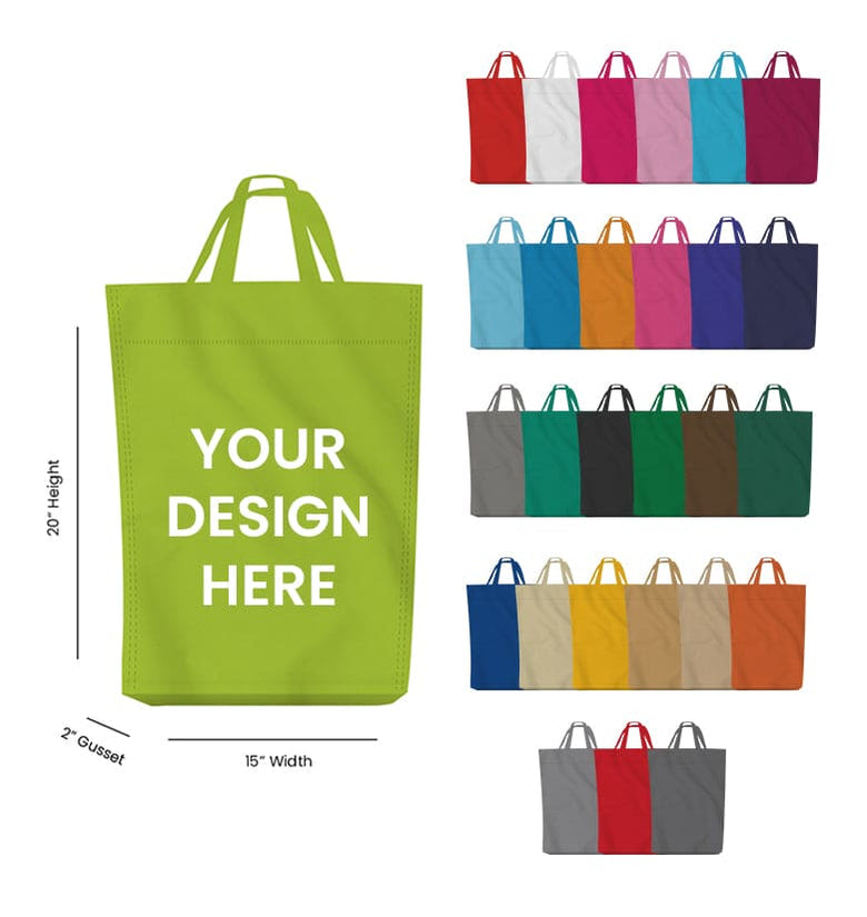 Handle Non-Woven Tote Bag 15x20 with 2 Inch Bottom Gusset
