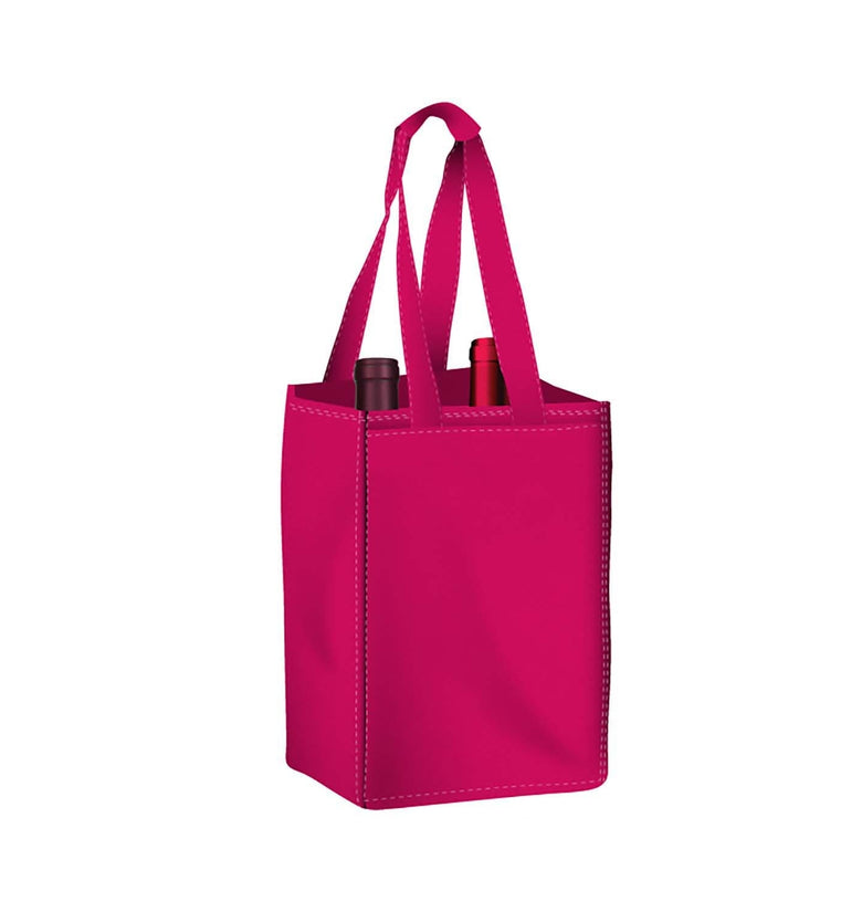 Reusable 2-Bottle Tote Bags 7.25x11x5 with Bottom Gusset