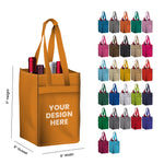 Reusable 4-Bottle Tote Bag 8 x11 x 8 with Bottom Gusset